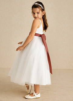 Azazie Lea Flower Girl Dresses Auburn A-Line Spaghetti Strap Tulle Dress image3