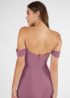 Azazie Kit Bridesmaid Dresses Vintage Mauve Mermaid Off the Shoulder Mesh Dress image7