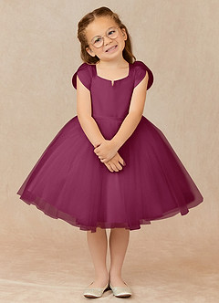 Azazie Malinda Final Sale Blushing Pink Ball-Gown with Sleeves Tulle Dress image1