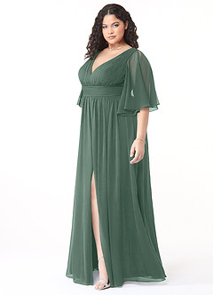 Azazie Temeka Bridesmaid Dresses Sea Moss A-Line Ruched Chiffon Dress image9