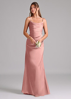 Azazie Lucille Vestidos de damas de honor Vestido de Rosetón de Satén Elástico de Corte Sirena Convertible con Sin tirantes image7