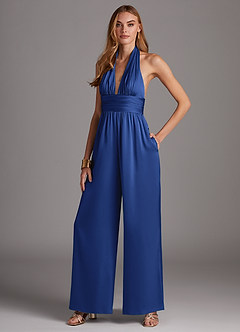 Azazie Oli Brudtärnklänningar Jumpsuit av i Stretch Satin Plisserad image1