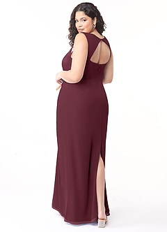 Azazie Flori Bridesmaid Dresses Cabernet Sheath Square Neckline Chiffon Dress image10