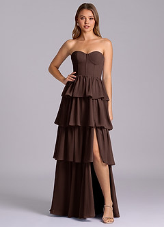 Azazie Faye Bridesmaid Dresses Ganache A-Line Sweetheart Neckline Chiffon Dress image1