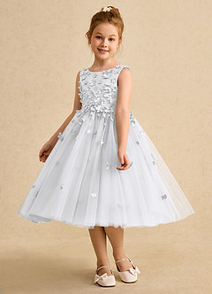 Azazie Lana Flower Girl Dresses White A-Line Sleeveless Matte Satin Dress image3