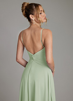 Azazie Elita Bridesmaid Dresses Dusty Sage A-Line Pleated Chiffon Dress image2