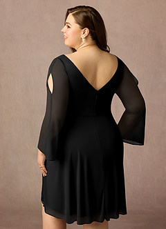 Azazie Teraso Mother of the Bride Dresses Black A-Line Pleated Mesh Dress image15