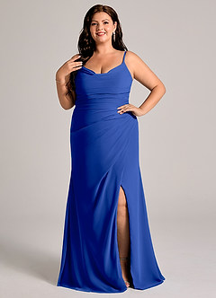 Azazie Deandra Bridesmaid Dresses Royal Blue Mermaid Pleated Chiffon Dress image7