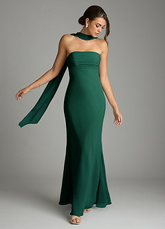 Azazie Saylor Brudtärnklänningar Klä av Sjöjungfru i Chiffong Axelbandslös Smaragdgrön image7