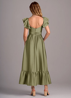 Azazie Anaya Final Sale Dusty Blue A-Line Sweetheart Neckline Stretch Satin Convertible Dress image2