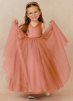 Azazie Marybell Flower Girl Dresses MAI TAI A-Line Bow Tulle Dress image3