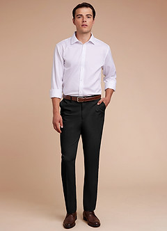 front Carter Black Cotton Linen Blend Dress Pants
