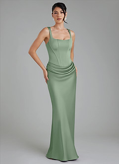 Azazie Etta Bridesmaid Dresses Matcha Mermaid Corset Stretch Satin Dress image4