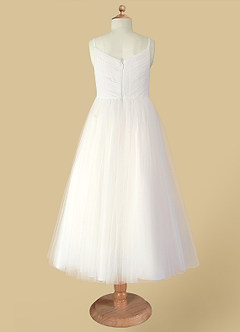 Azazie Amya Flower Girl Dresses Diamond White A-Line Pleated Tulle Dress image7