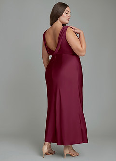Azazie Kieryn Bridesmaid Dresses Mulberry Mermaid Pleated Stretch Satin Dress image2