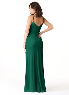 Azazie Deandra Bridesmaid Dresses Emerald Mermaid Pleated Mesh Dress image4