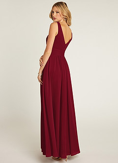 Azazie Pierrette Bridesmaid Dresses Burgundy A-Line Pleated Chiffon Dress image4