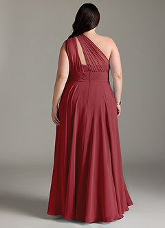 Azazie Charlize Bridesmaid Dresses Pomegranate A-Line One Shoulder Chiffon Dress image8