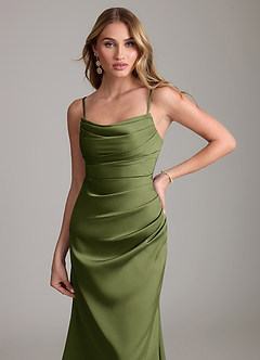 Azazie Lucille Bridesmaid Dresses Olive Mermaid Strapless Stretch Satin Convertible Dress image5