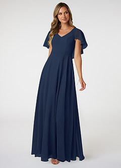 Azazie Jamie Brautjungfernkleider A-Linie Chiffon Kleid Dunkelmarine image1