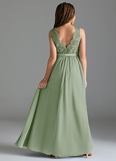 Azazie Elly Junior Abito A-Line in Chiffon Pizzo Verde Salvia image2