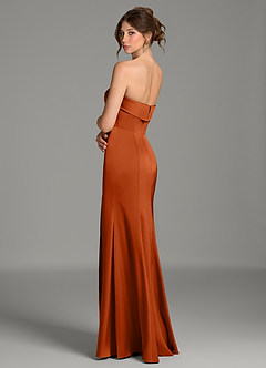 Azazie Helena Bridesmaid Dresses Burnt Orange Mermaid Strapless Stretch Satin Dress image6