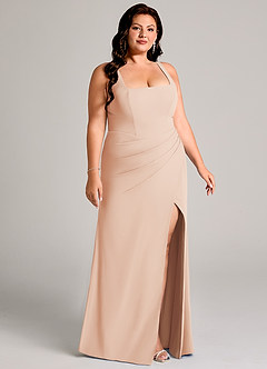 Azazie Mero Bridesmaid Dresses English Rose Sheath Pleated Chiffon Dress image13