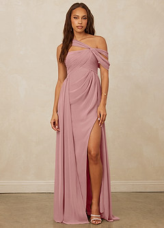 Christian Siriano Bridal for Azazie 1014 Bridesmaid Dresses Dusty Rose A-Line Off the Shoulder Chiffon Dress image4
