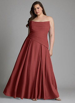 Azazie Gabriela Bridesmaid Dresses Terracotta A-Line Corset Chiffon Dress image15
