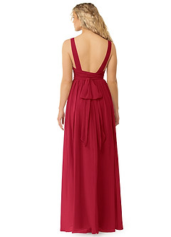 Azazie Kora Robes de demoiselle d'honneur Robe Trapèze en Mousseline de soie Plissée Écarlate image2