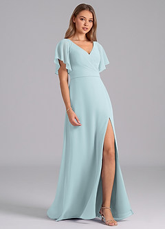 Azazie Ambrosia Bridesmaid Dresses Mist A-Line Pleated Chiffon Dress image5