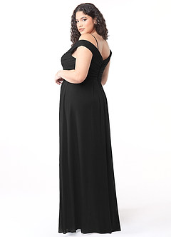 Azazie Audrianna Brautjungfernkleider Wandelbar A-Linie Schulterfrei gerafft Chiffon Kleid Schwarz image10