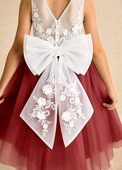 Azazie Lina Flower Girl Dresses Ivory Rust Ball-Gown Lace Dress image7