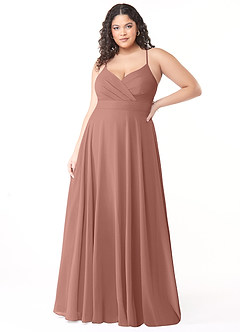 Azazie Avelina Bridesmaid Dresses Cedar Rose A-Line V-Neck Pleated Chiffon Dress image6