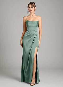 Azazie Johana Vestidos de damas de honor Vestido de Eucalipto de Satén Elástico de Corte Sirena Convertible con Vestidos sin tirantes image9