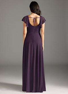 Azazie Bondi Final Sale Plum A-Line Ruched Mesh Dress image8