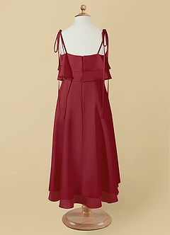 Azazie Temi Flower Girl Dresses Pomegranate A-Line Spaghetti Strap Chiffon Dress image11