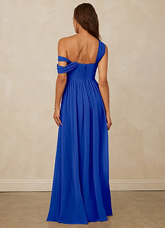 Christian Siriano Bridal for Azazie 1014 Robes de demoiselle d'honneur Robe Trapèze en Mousseline de soie Épaule décolletée Bleu Roi image12