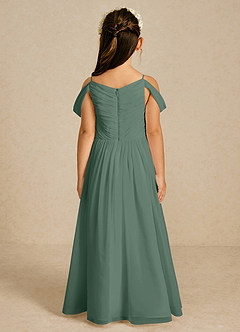 Azazie Chelle Flower Girl Dresses Eucalyptus A-Line Pleated Chiffon Dress image2