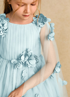 Azazie Staria Blumenmädchenkleider Ballkleid Gestreift Tüll Kleid Seegrün image10