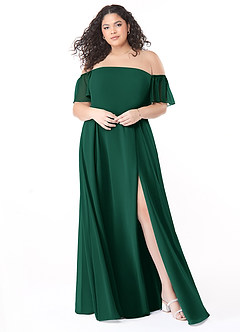 Azazie Sue Bridesmaid Dresses Emerald A-Line Off the Shoulder Chiffon Convertible Dress image11
