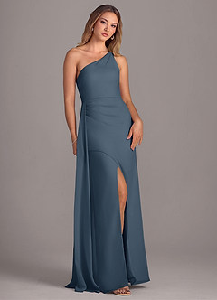 Azazie Maron Final Sale Eucalyptus A-Line One Shoulder Chiffon Dress image3