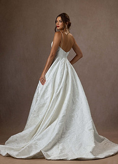 Azazie Astoria Wedding Dresses Diamond White Ball-Gown with Pockets Floral Jacquard Dress image8