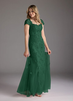 Azazie Marbella Mother of the Bride Dresses Dark Green Mermaid Queen Anne Sequins Lace Dress image2