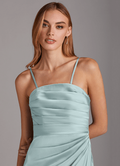 Azazie Lexie Final Sale Mist Sheath Strapless Stretch Satin Convertible Dress image2