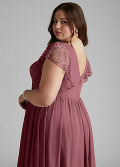 Azazie Zella Bridesmaid Dresses Desert Rose A-Line Lace Chiffon Dress image11