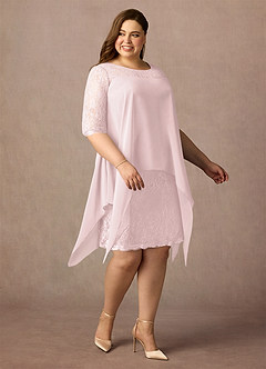 Azazie Flo Mother of the Bride Dresses Blushing Pink A-Line Lace Chiffon Dress image8