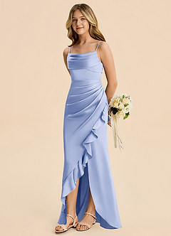 Azazie Mia Junior Ice Mermaid Pleated Stretch Satin Dress image4