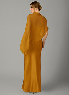 Azazie Jaleesa Jurken voor bruidsmeisjes Jurk van Stretch Satijn met A-Lijn Hoge Kraag Boterbabbelaar image6