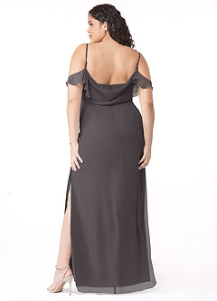 Azazie Emeralda Vestidos de damas de honor Vestido de Gris Acero de Gasa de Recto con Vestidos sin tirantes image8